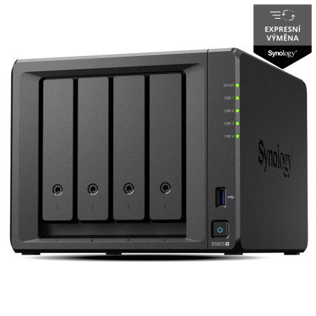 Synology DiskStation DS925+, 4-bay NAS, CPU DC AMD Ryzen V1500B 64bit, RAM 4GB, 2x USB 3.2, 1x USB-C, 2x 2.5G LAN