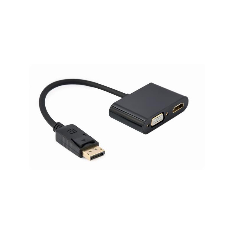 Gembird adaptér DisplayPort (M) na HDMI (F) + VGA (F), kábel 0.1m, čierny