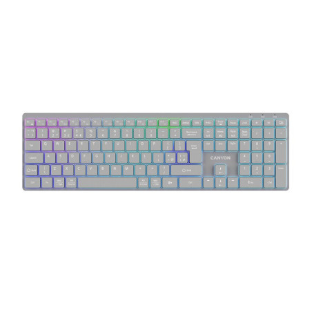 CANYON keyboard HKB-W11 EN/CS RGB Dual Mode Wireless Grey