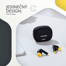 Bezdrátová stereo sluchátka True wireless Hexagon 7, bílo/béžová