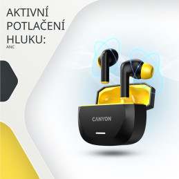 Bezdrátová stereo sluchátka True wireless Hexagon 7, bílo/béžová