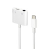 Gembird audio adaptér USB-C (F) na stereo 3.5 mm jack (M) + USB-C (F) pre nabíjanie, 10cm kábel, biely