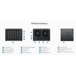 Synology DiskStation DS1525+, 5-bay NAS, CPU QC AMD Ryzen V1500B 64bit, RAM 8GB, 2x USB 3.2, LAN 4x 2.5Gb, 2x NVMe