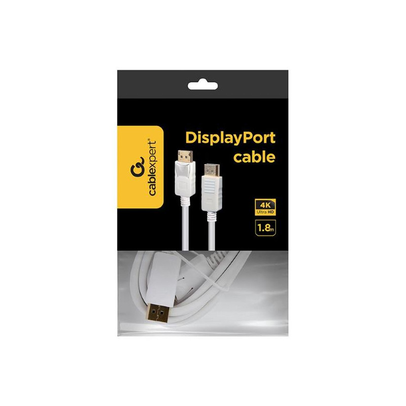 Gembird kábel DisplayPort (M/M), 4K, 1.8 m, biely