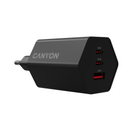 CANYON charger HEXAGON 65 GaN 65W 2xPD 1xQC EU Black