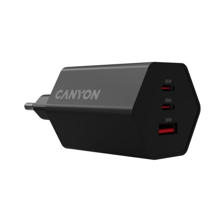 CANYON charger HEXAGON 65 GaN 65W 2xPD 1xQC EU Black