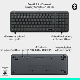Logitech bezdrátová klávesnice K250 - GRAPHITE - CZE-SKY - INTNL