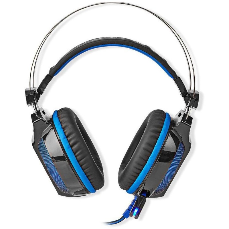 NEDIS herní headset GHST500BK/ drátová sluchátka + mikrofon/ zvuk 7.1/ LED/ USB/ kabel 2,1 m/ černo-modrý