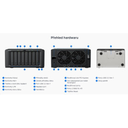 Synology DiskStation DS1825+, 8-bay NAS, CPU QC AMD Ryzen V1500B 64bit, RAM 8GB, USB-C, LAN 2x 2.5Gb