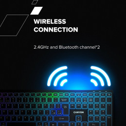 CANYON keyboard HKB-W11 EN/CS RGB Dual Mode Wireless Black