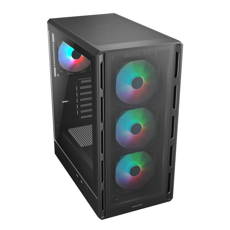 COUGAR PC skříň AIRFACE PURE RGB Black Mid Tower Mesh Front Panel 3 x 120mm ARGB Fan, Rear Panel 1x 120mm ARGB Fan