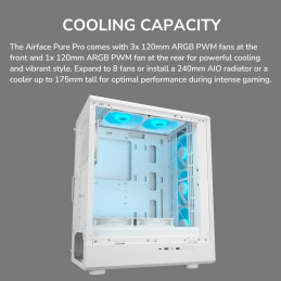 COUGAR PC skříň AIRFACE PURE PRO White Mid Tower Mesh Front Panel 3 x 120mm ARGB Fan, Rear Panel 1x 120mm ARGB Fan