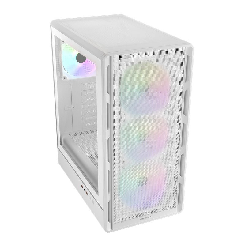 COUGAR PC skříň AIRFACE PURE RGB White Mid Tower Mesh Front Panel 3 x 120mm ARGB Fan, Rear Panel 1x 120mm ARGB Fan