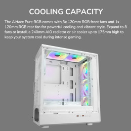 COUGAR PC skříň AIRFACE PURE RGB White Mid Tower Mesh Front Panel 3 x 120mm ARGB Fan, Rear Panel 1x 120mm ARGB Fan