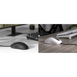 COUGAR herní myš drátová MINOS NEO WHITE, 6 tl., čip PixArt 3327, 6000dpi, 220 IPS, 63g, USB-A, Ultraflex kabel 1.8m