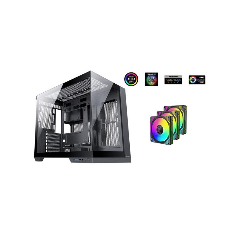 1stCOOL CubeTower DREAMER, skrinka ATX, 3x ARGB ventilátor + radič, USB3.0, USB-C, čierna