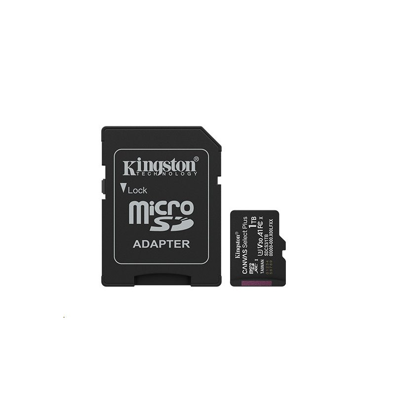 Kingston paměťová karta 1TB Canvas Select Plus Gen 3 microSDXC 150R A1 C10 Card + ADP