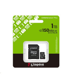 Kingston paměťová karta 1TB Canvas Select Plus Gen 3 microSDXC 150R A1 C10 Card + ADP