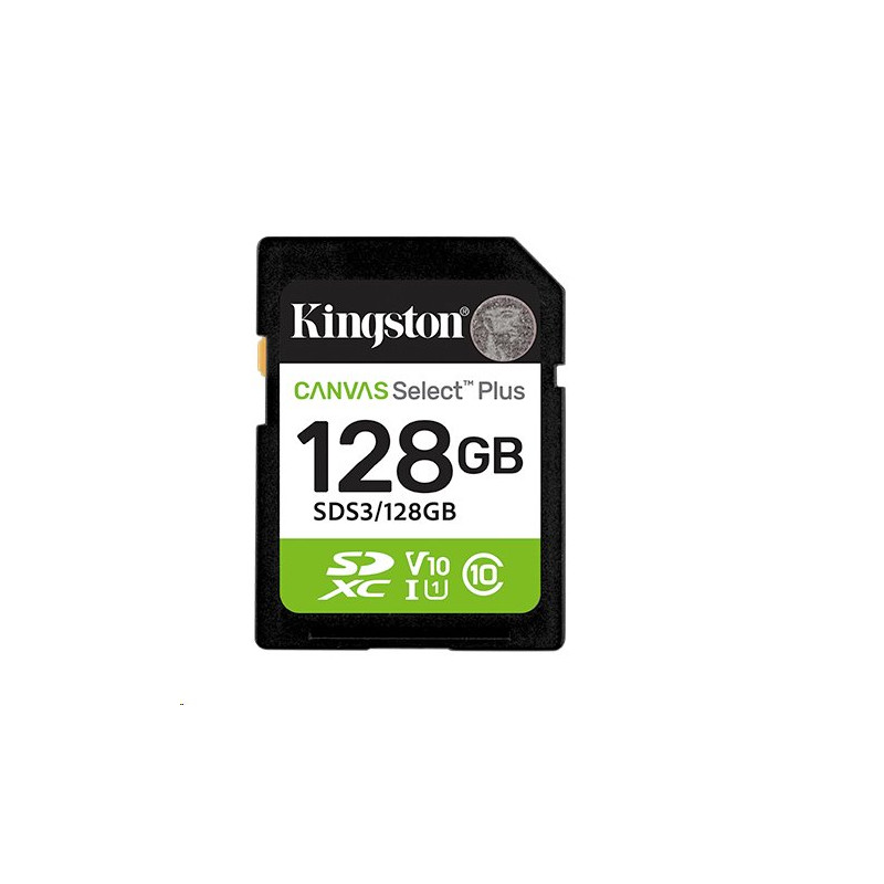 Kingston paměťová karta 128GB Canvas Select Plus Gen 3 SDXC 150R U1 UHS-I C10 V10