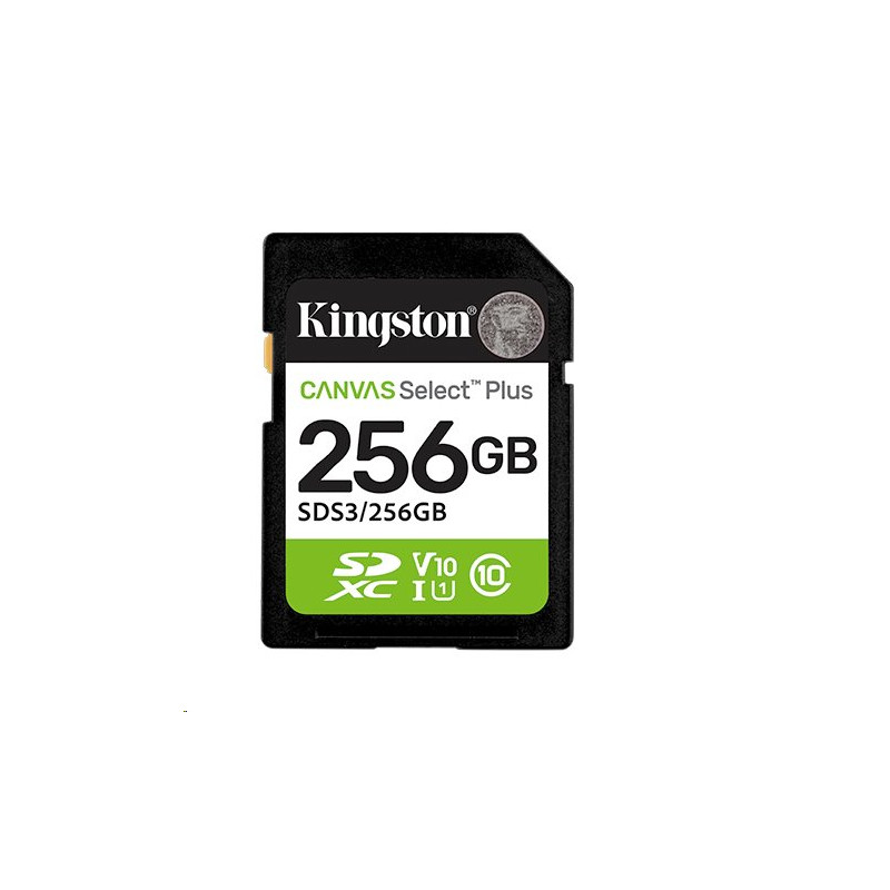 Kingston paměťová karta 256GB Canvas Select Plus Gen 3 SDXC 150R U1 UHS-I C10 V10