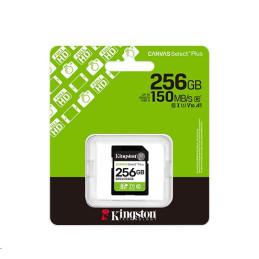 Kingston paměťová karta 256GB Canvas Select Plus Gen 3 SDXC 150R U1 UHS-I C10 V10
