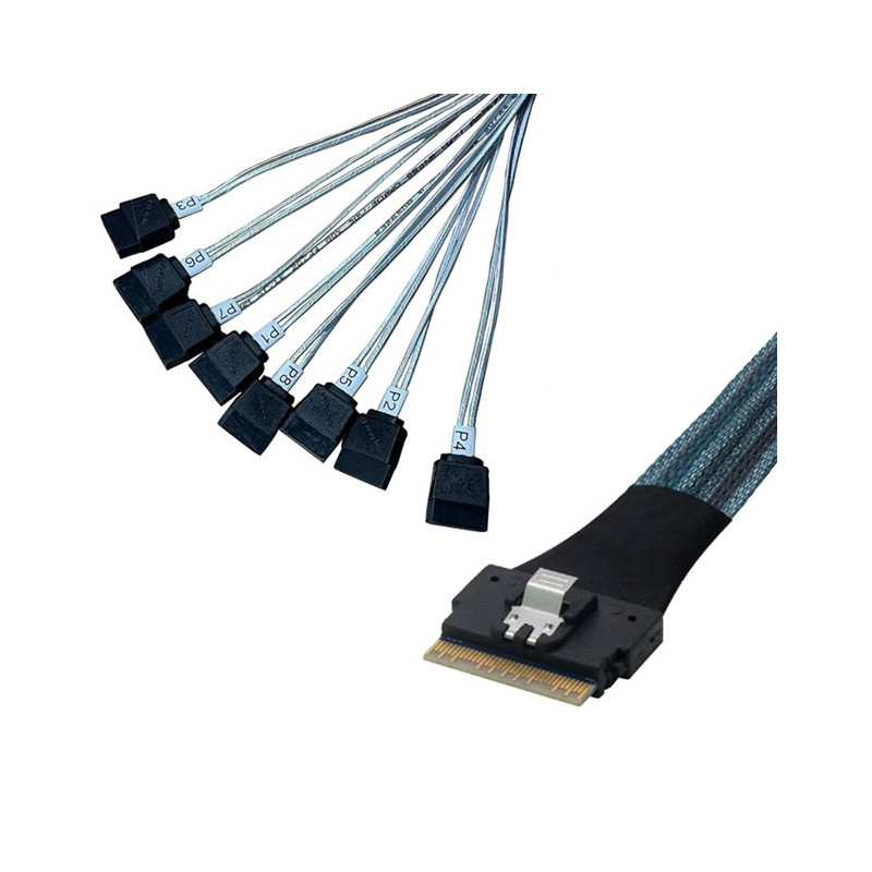 ARECA int. SlimlineSAS x8 SFF-8654 straight to 8x SATA + 2x sideband cable, 75cm