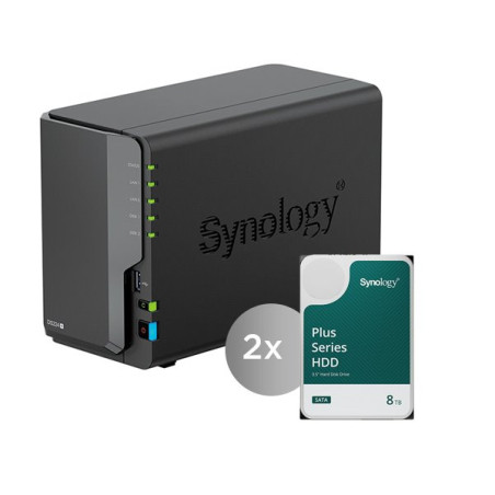 Synology DiskStation DS225+, 2-bay NAS, včetně 2ks HDD 8TB (HAT33x0-8T), CPU J4125, RAM 2GB, LAN 1x 2.5Gb + 1x 1Gb