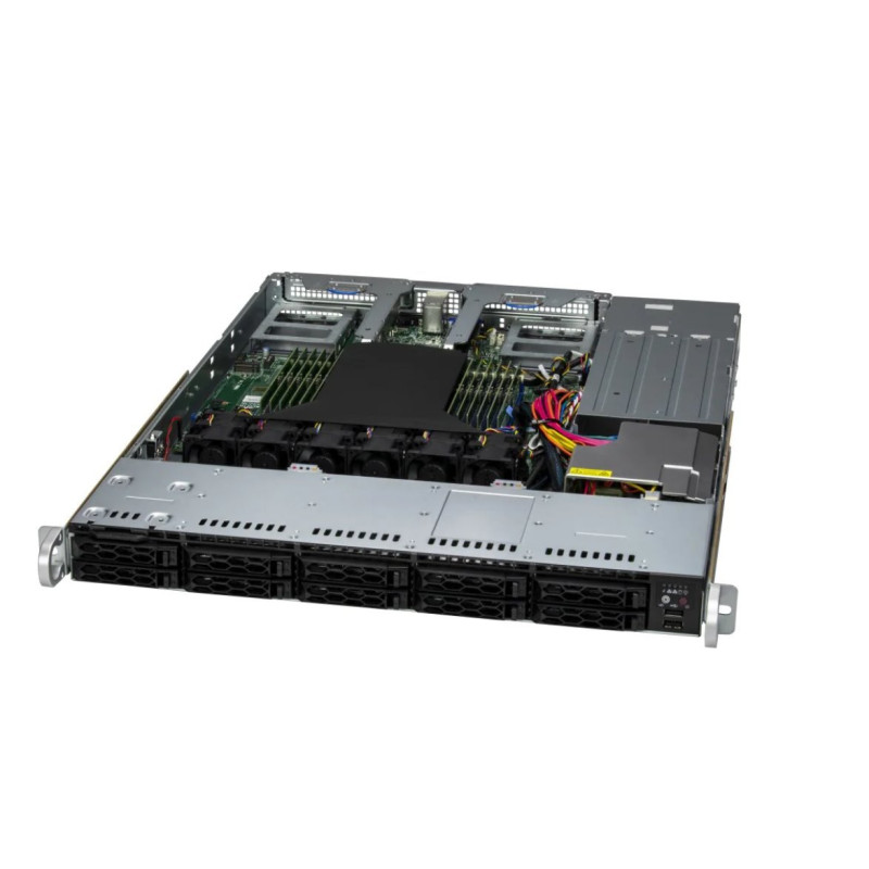 SUPERMICRO 1U server AS-1115CS-TNR, Genoa 9124 CPU, 4x 32GB DDR5-5600, 2x SSD M.2 NVMe PCIe4 1.92TB, Std LP 2-port GbE R