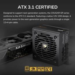 COUGAR PC zdroj GR 750W 80+ Gold, Fully modular