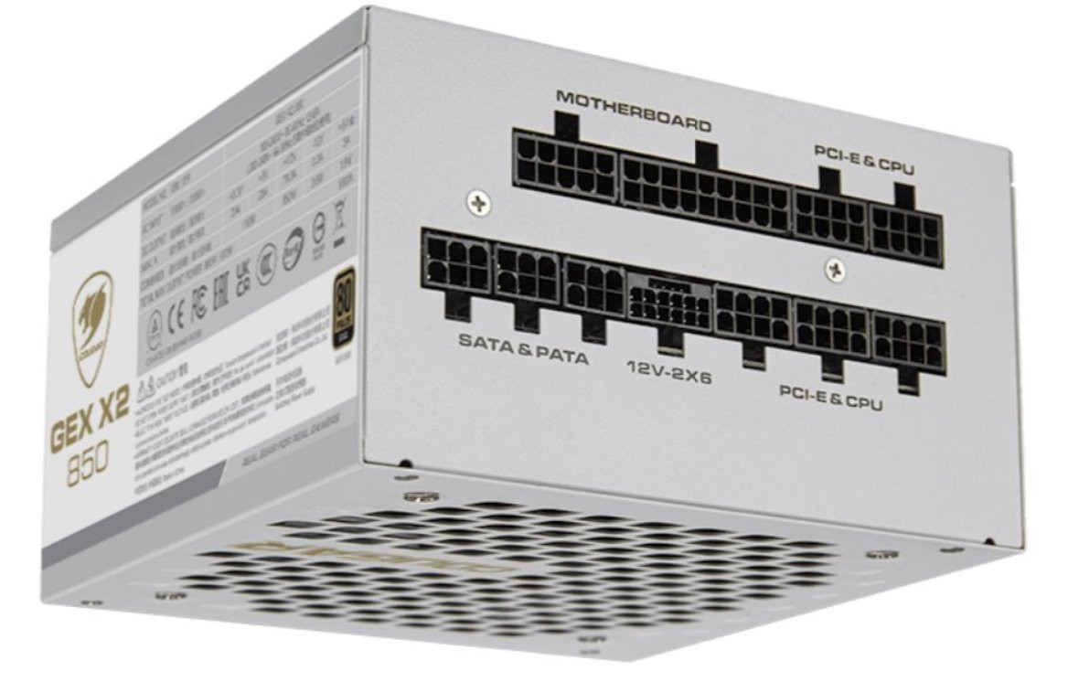 COUGAR PC zdroj GEX X2 850W SNOW 80+ Gold, modulární (PCI-e 5.0 GPU 12+4 Pin)