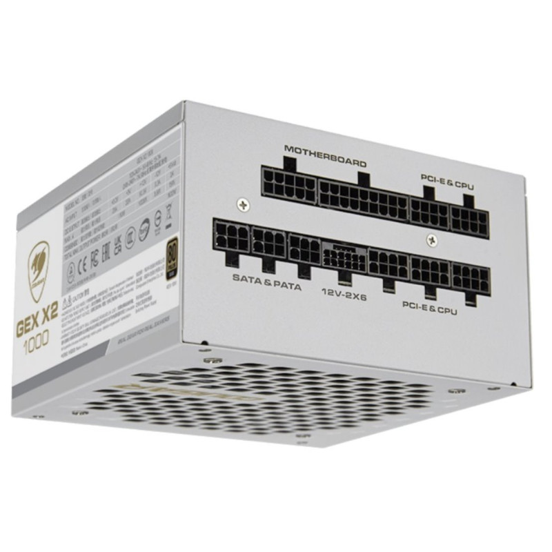 COUGAR PC zdroj GEX X2 1000W SNOW 80+ Gold, modulární (PCI-e 5.0 GPU 12+4 Pin)
