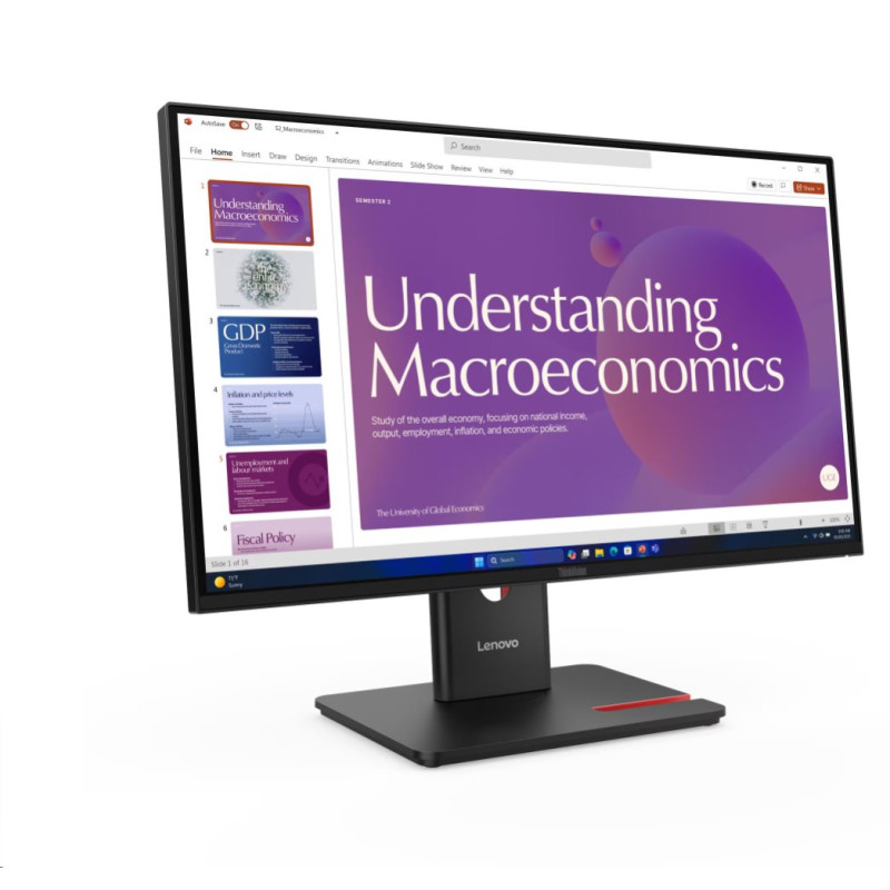 Lenovo T24D-40, 23.8",IPS,16:9,1920 x 1080, 120Hz, 250cd/m2, 1500:1, 4ms, USB-C (PD 96W), HDMI, DP, USB Hub, RJ45, Pivot