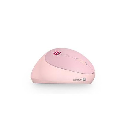 CONNECT IT FOR HEALTH LADIES ergonomická vertikální myš,  (+ 1x AA baterie zdarma), bezdrátová, růžová