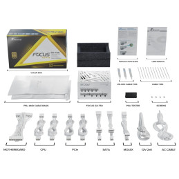 Zdroj Seasonic FOCUS GX White ATX 3.1 - 750W, 80+ Gold, modular