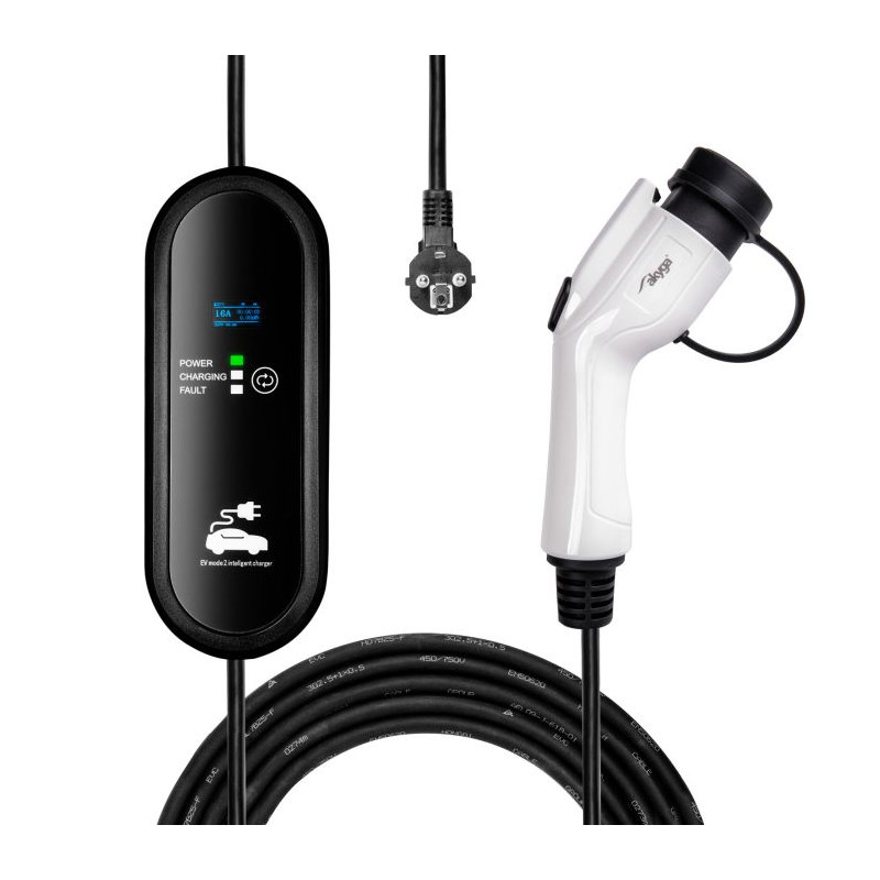 Akyga AK-EC-23 nabíječka pro elektromobily, GB/T, 1-fázová 16A, 3,8kW, IP54, samec