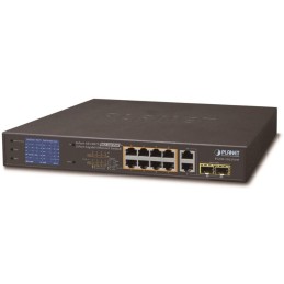 OPRAVENÉ - Planet FGSD-1022VHP PoE switch, 8x100, 2x1000-TP/SFP, LCD, VLAN, extend mód 10Mb do 250m, IEEE 802.3at120W