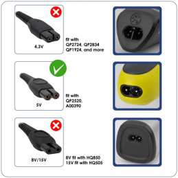 Akyga Napájecí kabel 15V/360mA 5.4W pro Philips OneBlade, kabel 1.8m