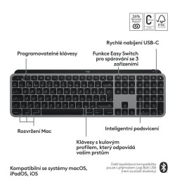 Logitech MX Keys S for Mac - SPACE GREY - CZE-SKY INT'L - EMEA