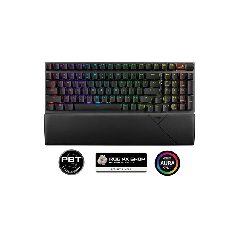 ASUS KB ROG STRIX SCOPE II 96 WIRELESS (ROG SNOW / PBT), mechanická, bezdrátová, BT, USB-A, US