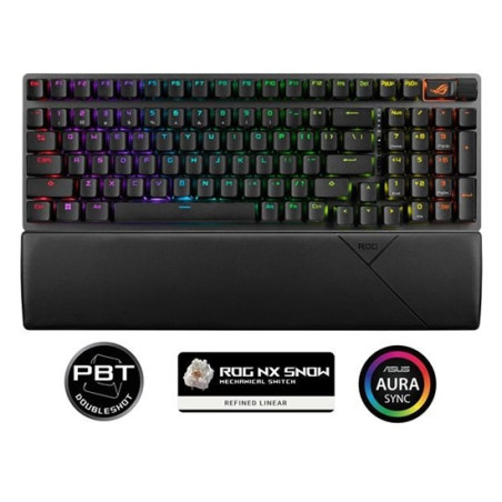 ASUS KB ROG STRIX SCOPE II 96 WIRELESS (ROG SNOW / PBT), mechanická, bezdrátová, BT, USB-A, US