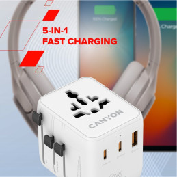 CANYON Travel Adapter OnTour 20 EU/UK/US/AUS 20W  White