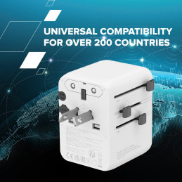 CANYON Travel Adapter OnTour 20 EU/UK/US/AUS 70W  White