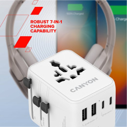 CANYON Travel Adapter OnTour 20 EU/UK/US/AUS 70W  White