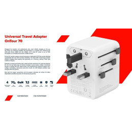 CANYON Travel Adapter OnTour 20 EU/UK/US/AUS 70W  White