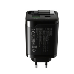 CANYON charger OnCharge 65RC Build-In Cable USB-C 65W 1xPD 1xQC EU Black