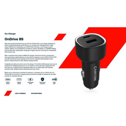 CANYON car charger OnDrive 85 PD 83W USB-A+USB-C Black