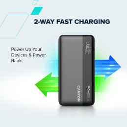 CANYON Power Bank PB-240, 25000mAh PD140W, dark grey