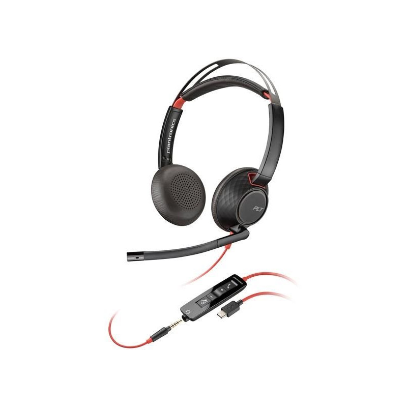 Poly Blackwire 5220 náhlavní souprava, 3.5 mm jack + USB-C/A adaptér, stereo