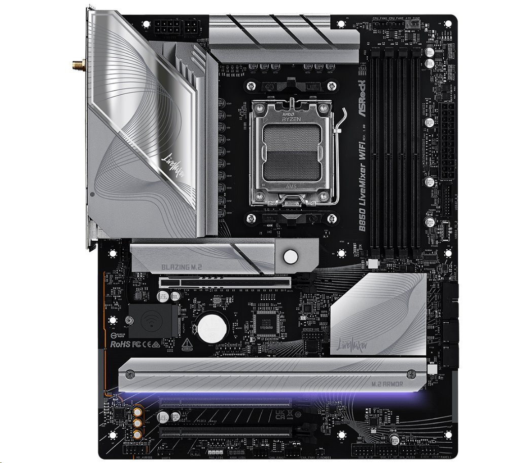 MB Asrock B850 LIVEMIXER WIFI /AM5/4xDDR5/M.2/W7+BT5.4/HDMI/DP/ATX