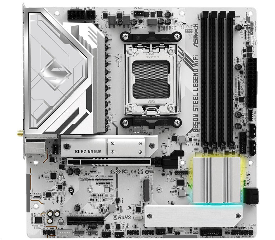 MB Asrock B850M STEEL LEGEND WIFI /AM5/4xDDR5/M.2/W7+BT5.4/HDMI/DP/mATX/White